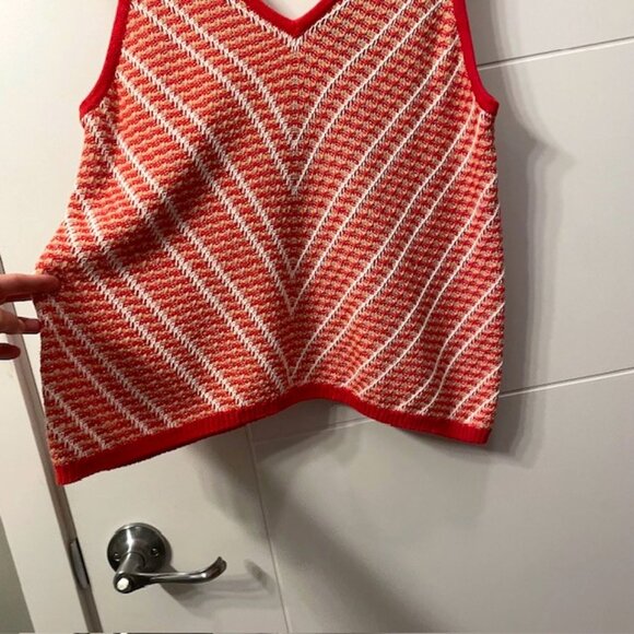 Wrangler Retro Chevron Knit Tank Top Red V-Neck Medium - Picture 7 of 16